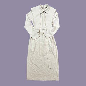 Julia Allert Fitted Midi Structural Minimalist Dress Beige Cream Womens X-Small